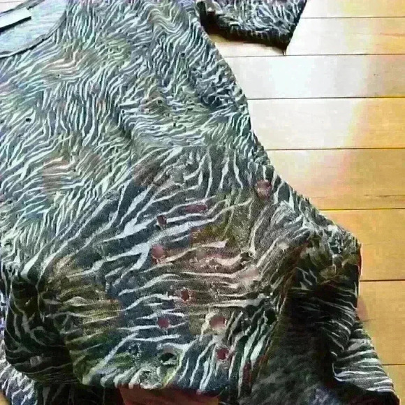 IRO Shay distressed zebra-print linen-jersey T-shirt Size XS - Picture 6 of 10